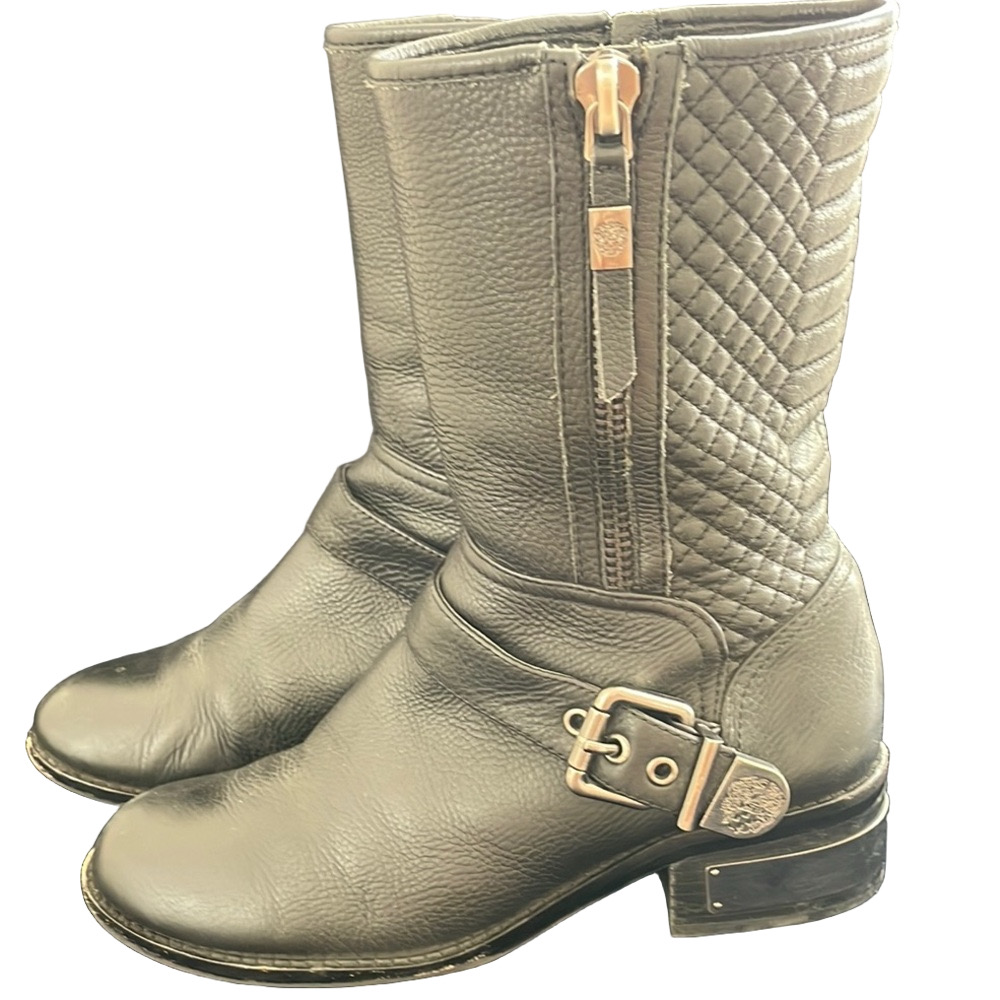 Vince Camino Black Quilted Leather Boots size 8.5